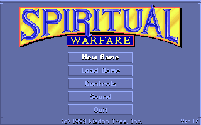 Spiritual Warfare IBM PC/Compatibles Screenshot: Title screen and main menu.