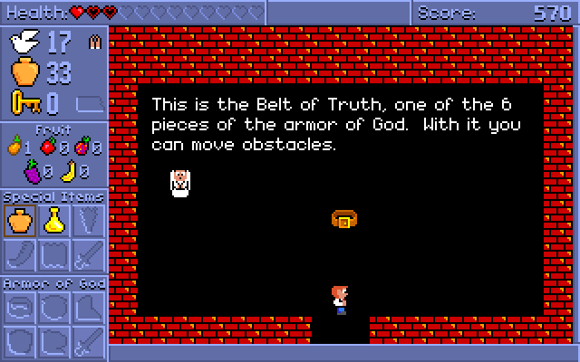 Spiritual Warfare IBM PC/Compatibles Screenshot: I acquired the Belt of Truth.
