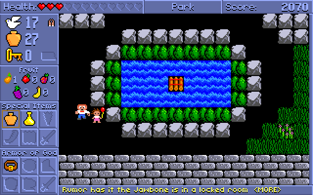 Spiritual Warfare IBM PC/Compatibles Screenshot: I'm not yet able to reach this raft.