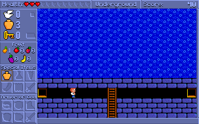 Spiritual Warfare IBM PC/Compatibles Screenshot: I can exit to the right, or head down the ladder further...