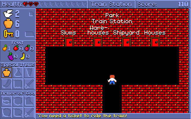 Spiritual Warfare IBM PC/Compatibles Screenshot: I'll need a ticket for the train.