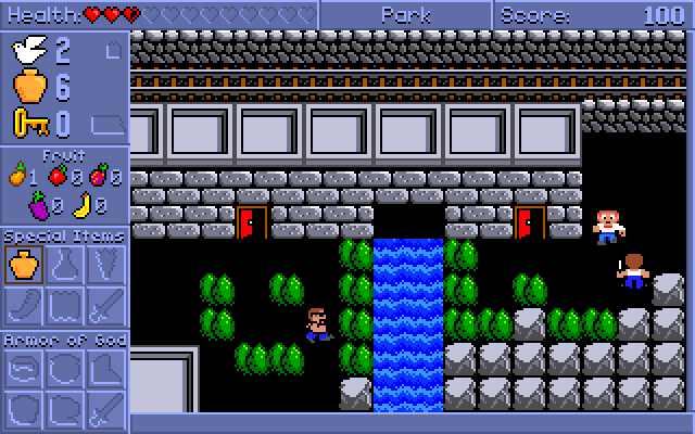 Spiritual Warfare IBM PC/Compatibles Screenshot: I need to cross this river...maybe the door can help.