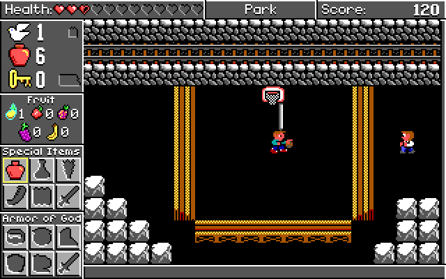 Spiritual Warfare IBM PC/Compatibles Screenshot: Some basketball practice...