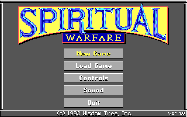 Spiritual Warfare IBM PC/Compatibles Screenshot: Title screen and main menu.