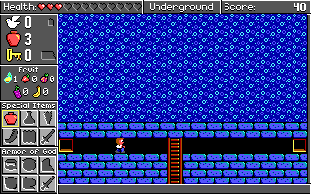 Spiritual Warfare IBM PC/Compatibles Screenshot: I can exit to the right, or climb down further...
