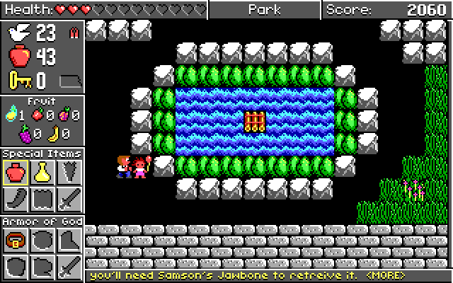 Spiritual Warfare IBM PC/Compatibles Screenshot: I'll need to find an item to use this raft...