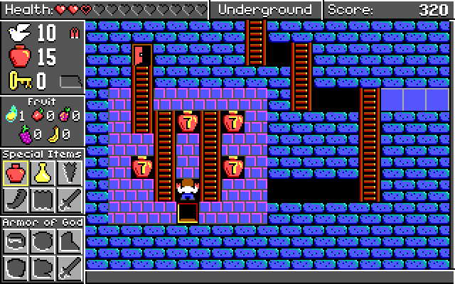 Spiritual Warfare IBM PC/Compatibles Screenshot: Pick up the jars for bonus items.