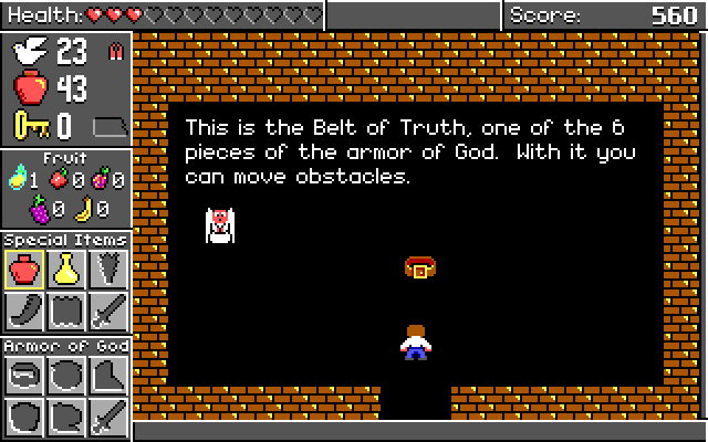 Spiritual Warfare IBM PC/Compatibles Screenshot: I located the Belt of Truth.