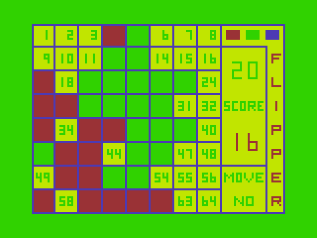 Flipper Dragon 32/64 Screenshot: No! Attempting to make an incorrect move...oops.