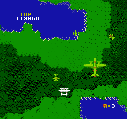 1942 NES / Famicom Screenshot: Those large planes take multiple shots to destroy...