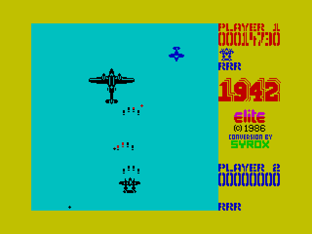 1942 ZX Spectrum Screenshot: Attacking a large plane again!