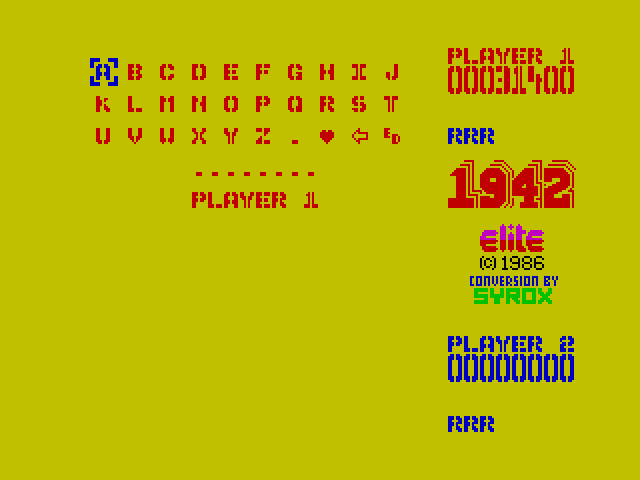 1942 ZX Spectrum Screenshot: A new high score!