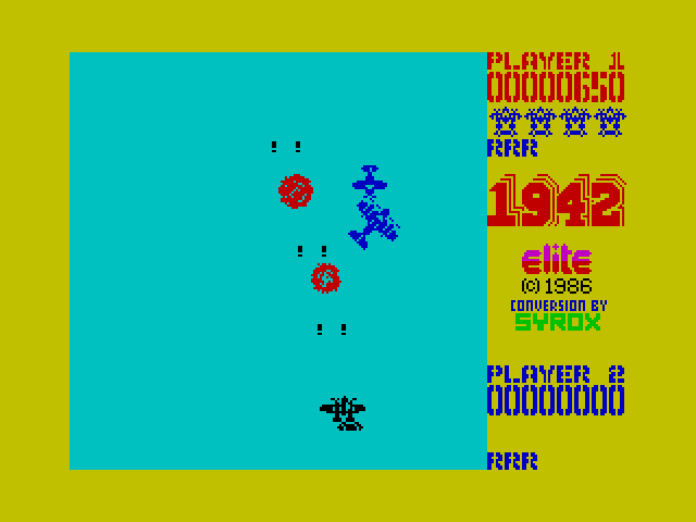 1942 ZX Spectrum Screenshot: Blasting planes...