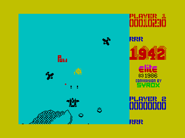 1942 ZX Spectrum Screenshot: Pick up the "Pow" for a bonus.