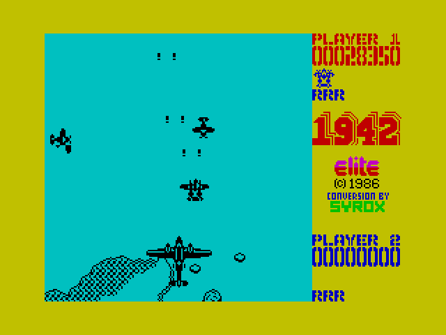 1942 ZX Spectrum Screenshot: Attacks can come from behind too...