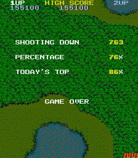 1942 Arcade Screenshot: Game over.