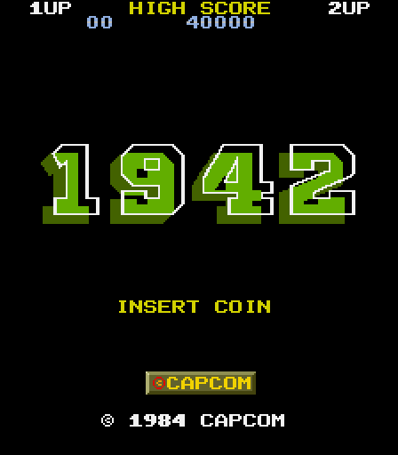 1942 Arcade Screenshot: Title screen.
