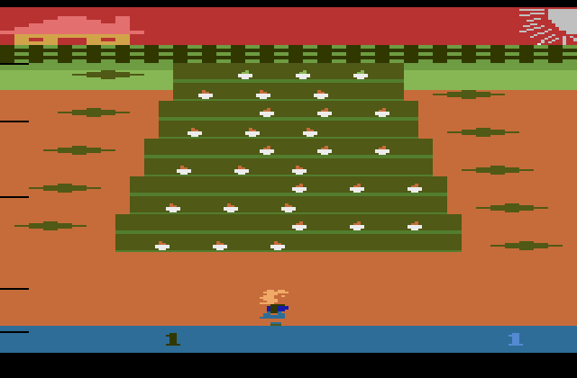 Wabbit Atari 2600 Screenshot: Starting screen; the game flashes random colors as a sort of screen saver.