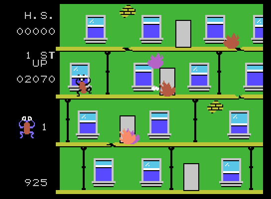 Frantic Freddy ColecoVision Screenshot: Freddy can climb up and down the platforms in this area.