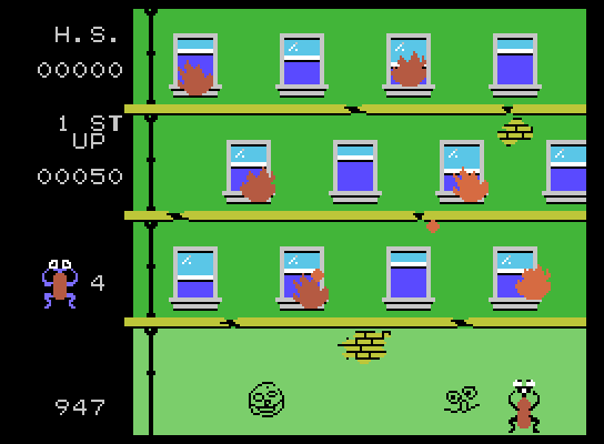 Frantic Freddy ColecoVision Screenshot: Freddy deals with some fires...