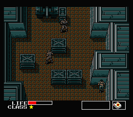 Metal Gear MSX Screenshot: Hide behind crates to avoid being seen...