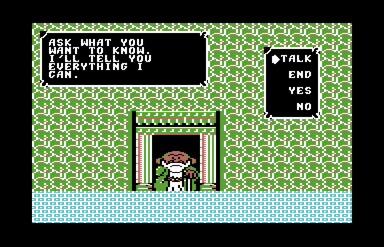 Aigina's Prophecy Commodore 64 Screenshot: This person is more polite...but can he help?
