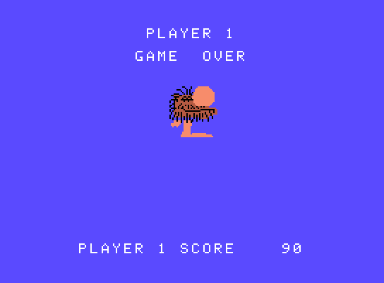 B.C. II: Grog's Revenge ColecoVision Screenshot: Game over.