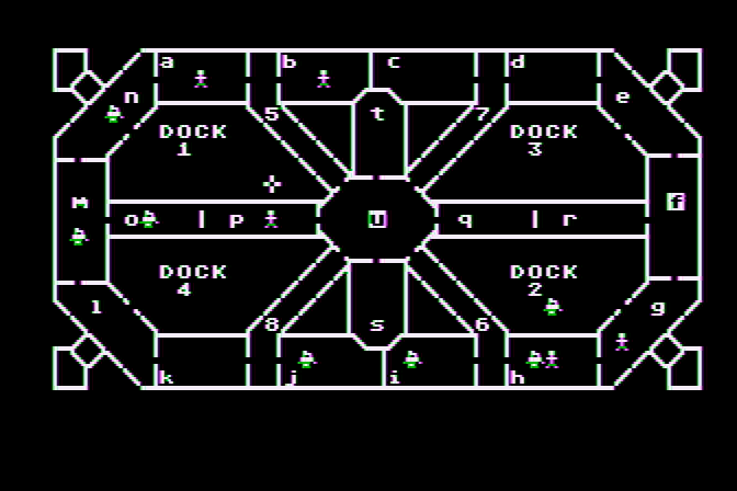 Space Station Zulu Atari 8-bit Screenshot: The current state of the ship.