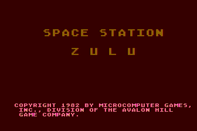 Space Station Zulu Atari 8-bit Screenshot: Title screen.