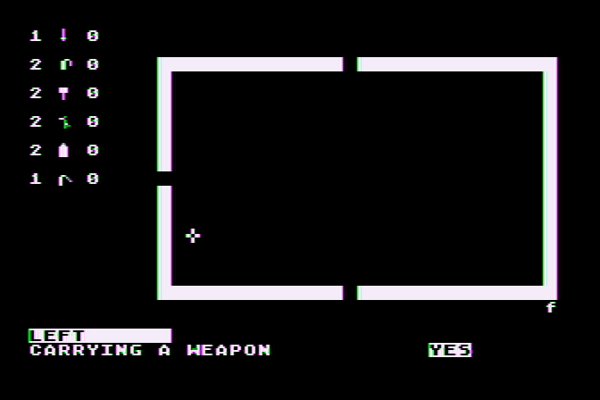 Space Station Zulu Atari 8-bit Screenshot: Bring a weapon when moving to the left?