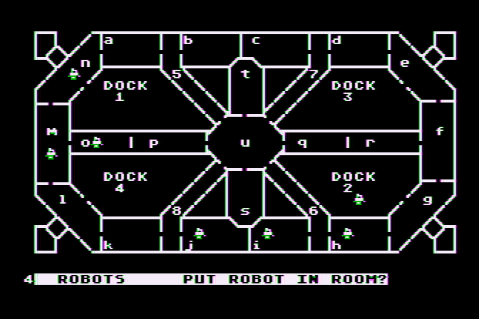 Space Station Zulu Atari 8-bit Screenshot: Map of the ship.