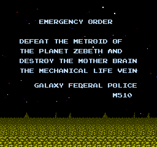Metroid NES / Famicom Screenshot: Introduction (U.S. version).
