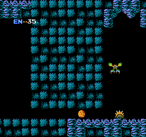 Metroid NES / Famicom Screenshot: Rolling through a small space...