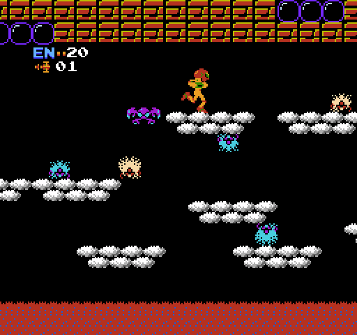 Metroid NES / Famicom Screenshot: Lots to avoid here! Run or shoot quick...