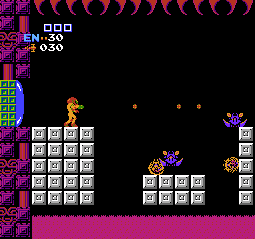 Metroid NES / Famicom Screenshot: Shooting at opponents...