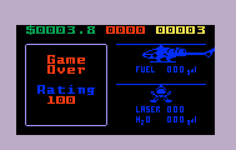 Hover Force Intellivision Screenshot: Game over.