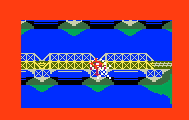 Hover Force Intellivision Screenshot: Chasing an enemy helicopter...