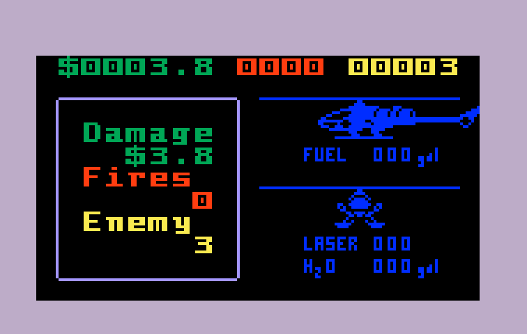 Hover Force Intellivision Screenshot: Game stats.