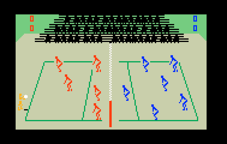 Spiker! Super Pro Volleyball Intellivision Screenshot: Starting a six on six game.