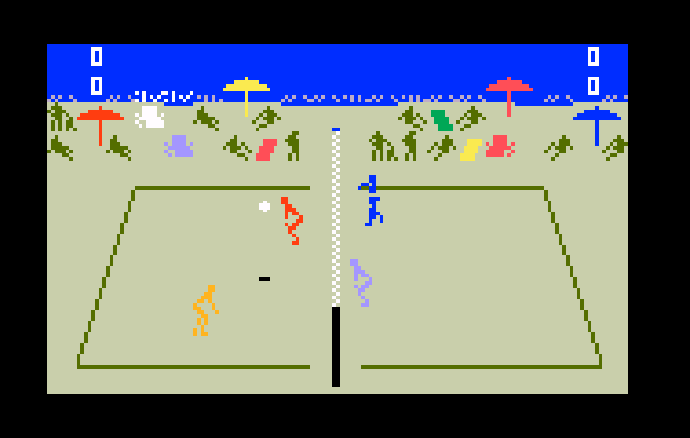 Spiker! Super Pro Volleyball Intellivision Screenshot: Spiking the ball...