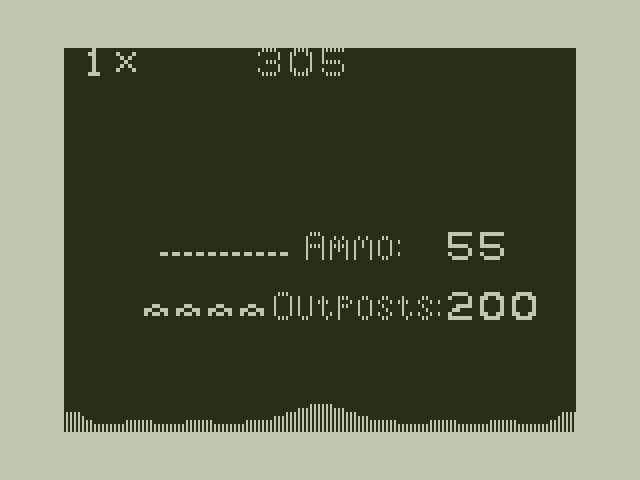 Defense Dragon 32/64 Screenshot: First round completed (default colors).