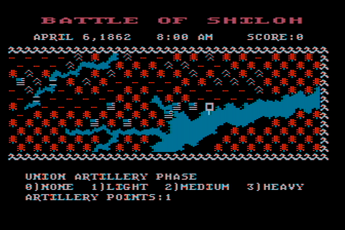 Battle of Shiloh, The Atari 8-bit Screenshot: Exploring the map...