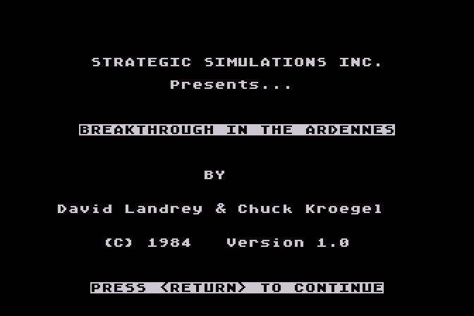Breakthrough in the Ardennes Atari 8-bit Screenshot: Title screen.