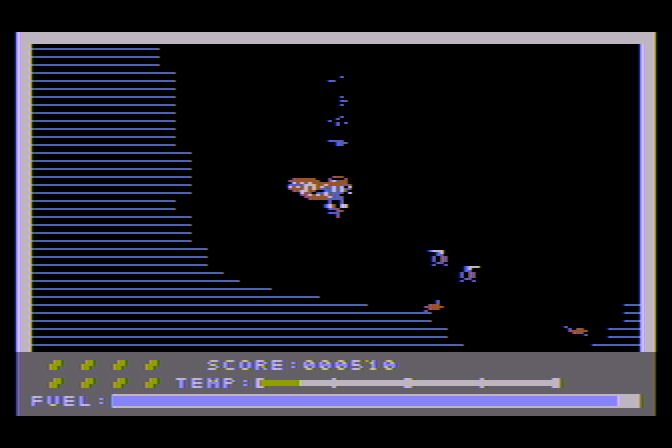 Caverns of Callisto Atari 8-bit Screenshot: Watch out, don't get hit!