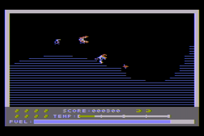 Caverns of Callisto Atari 8-bit Screenshot: Running from danger...