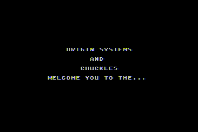 Caverns of Callisto Atari 8-bit Screenshot: Origin Systems and Chuckles welcome you!