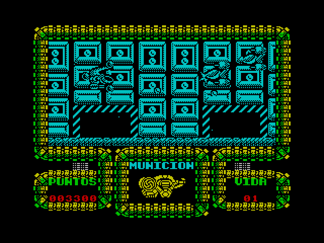 Meganova ZX Spectrum Screenshot: Enemies can be tough to see against the background at times...