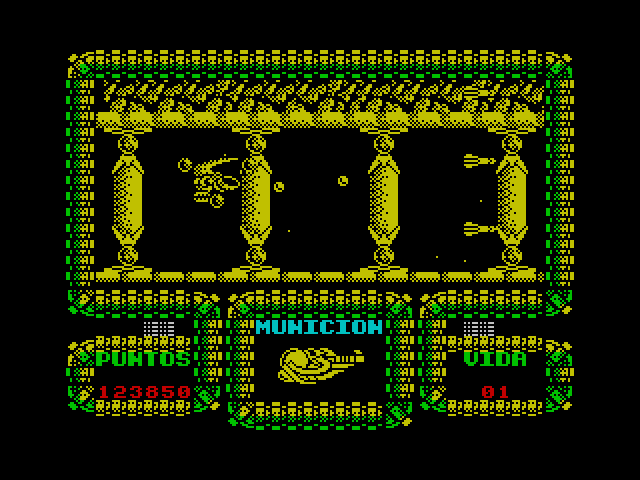 Meganova ZX Spectrum Screenshot: Start of the second round with a missile upgrade...