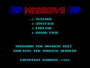 Meganova for ZX Spectrum - Main menu.
