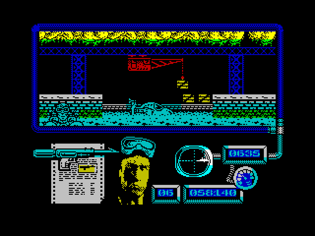 Navy Moves ZX Spectrum Screenshot: Made it through the cave, now on to the next level...
